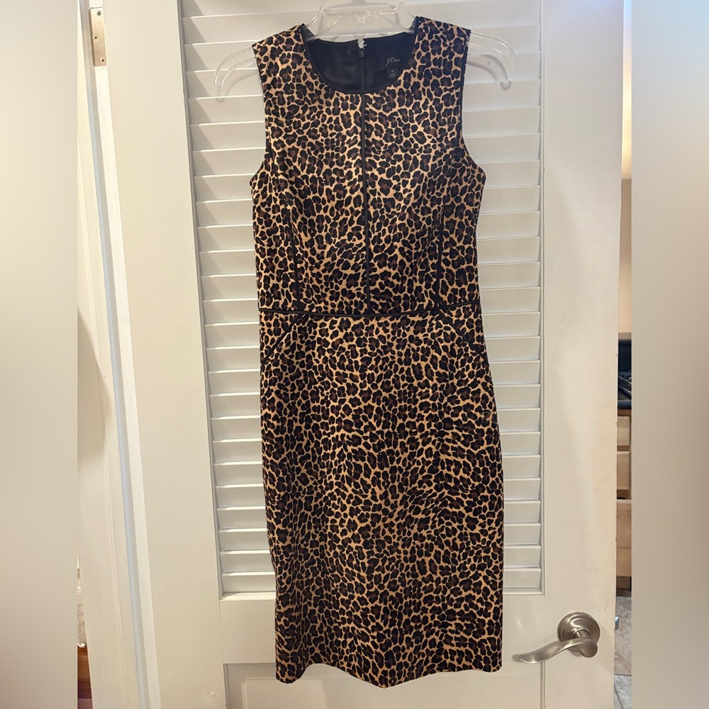 J. Crew Leopard Sheath Dress, Size 0